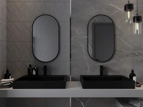Mexen Loft oglindă de baie ovală 80 x 45 cm, ramă neagră - 9851-080-045-000-70