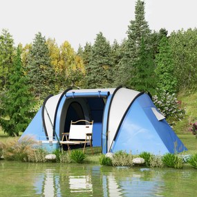 Outsunny Cort de camping pentru 4-5 persoane cu 2 dormitoare | Aosom Romania