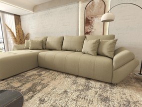Colțar extensibil dumonde cu ladă de depozitare si sezut confortabil din spuma high-density, Berlin XL Enjoy Camel 350x185 cm