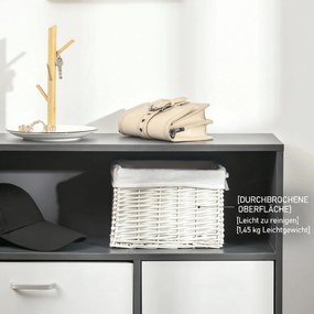 HOMCOM Pantofar Spațios cu 2 Uși Rabatabile și Raft Deschis, Design Modern, Gri și Alb | Aosom Romania