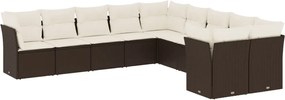 vidaXL Set canapele de grădină cu perne, 10 piese, maro, poliratan