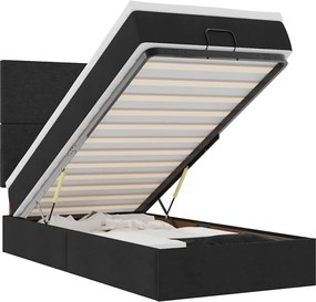 vidaXL Pat otoman cu saltea negru 100x200 cm stofa