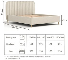 Pat bej tapițat cu spațiu de depozitare cu somieră 120x200 cm Noto – Maison de Rêve