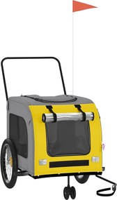 vidaXL Remorcă bicicletă animale companie, galben/gri, oxford/fier