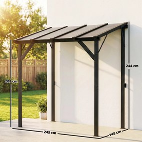 Outsunny Pavilion pentru grătar 2,44 x 1,48 m pavilion de grădină cu acoperiș înclinat, pavilion de grădină cu protecție UV50+ Gri închis | Aosom Romania