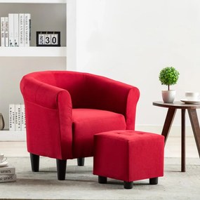 248032 vidaXL Set fotoliu și taburet, 2 piese, roșu vin, material textil
