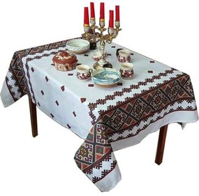 Fata de masa MOTIVE TRADITIONALE I XL CASA GINO® , bumbac 100%, 135X160, masa 6 persoane