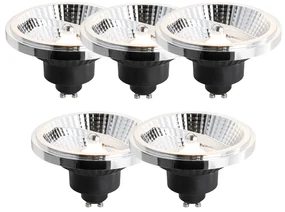 Set de 5 becuri LED GU10 cu 3 trepte de intensitate luminoasă, 111 mm, 10,5 W, 770 lm, 2700 K
