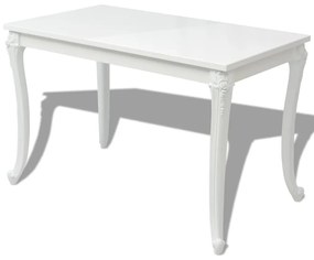 243383 vidaXL Masă de bucătărie lucioasă, 116 x 66 x 76 cm, alb