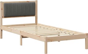 vidaXL Cadru de pat cu tăblie tapițată Gri închis 90 x 200 cm