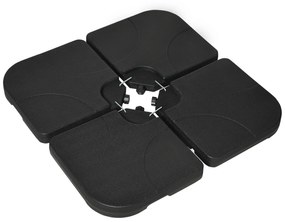 Outsunny Bază Umbrelă 4 Piese HDPE, Umplere cu Apă/Nisip, Suport Umbrelă cu Conectori, 104x104x7.5 cm, Negru | Aosom Romania