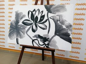 Tablou floare de lotus în design alb-negru