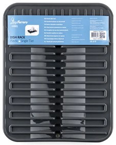 Uscător de vase Luigi Ferrero FR-3830P, 38x30x4.5 cm, Compartimente pentru pahare și farfurii, Canal de scurgere, Gri