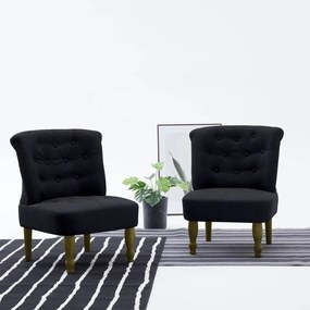 282135 vidaXL Scaune stil franțuzesc, 2 buc., negru, material textil