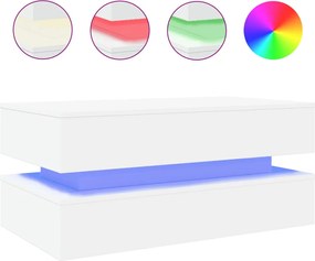 vidaXL Măsuță de cafea cu lumini LED, alb, 90x50x40 cm