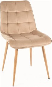Scaun CHIC D, bej deschis - Bluvel 28, stofa catifelata/metal, 50x58x8