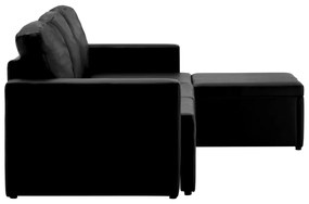 Canapea extensibila modulara, 3 locuri, negru, piele ecologica Negru