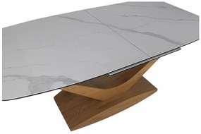 Masa extensibila Dolce Ceramic alba Statuario Venato/stejar L180-240xl95 cm