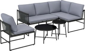 Outsunny Set lounge pentru grădină 4-5 persoane cu canapea 2 locuri, măsuță, scaun, perne groase lavabile | Aosom Romania