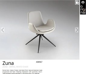 Scaun pivotant dining design elegant Zuna alb