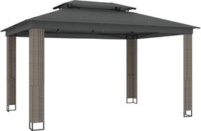 vidaXL Foișor cu acoperiș dublu, antracit, 3,94x2,96 m, oțel