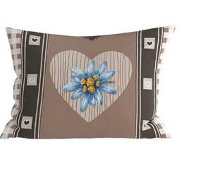 Fata de perna din amestec de bumbac HEART RETRO POLY 50x70 cm, maro