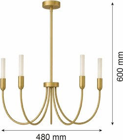 Candelabru cu 5 brate AUGUSTINE alama/alb