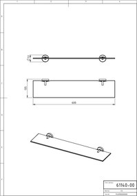 METALIA 11 Etajeră de sticlă crom 0140,0