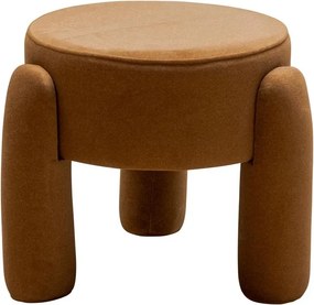 Taburet rotund din stofă, portocaliu, cu trei picioare îmbrăcate, 40,5 x Ø 47 cm, „Onda”