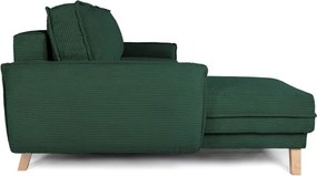 Colțar verde închis extensibil/cu spațiu de depozitare cu tapițerie din catifea reiată Tori – Bonami Selection