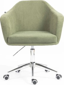 HR832K Scaun Catifea Reiată Premium culoare verde salvie cu Bază Cromata