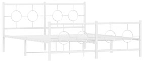 376296 vidaXL Cadru de pat metalic cu tăblie, alb, 160x200 cm