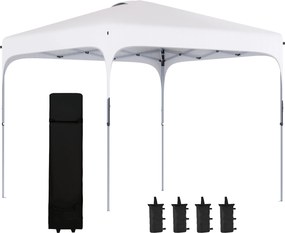 Outsunny Tonelă de grădină 2,5 x 2,5 m barnum pliabil Pop-up înălțime reglabilă pe 4 nivele material Oxford anti UV50+ cadru din oțel sac de transport inclus alb | Aosom Romania