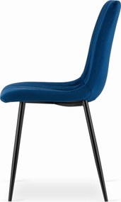 OFERTA Scaun de catifea albastra LAVA cu picioare negre II. calitate