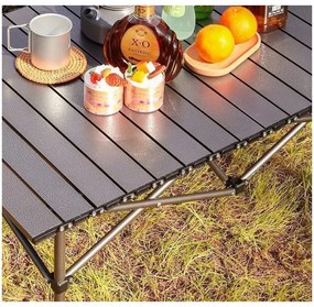 Masă de camping pliabilă cu capac 95 x 56 x 50 cm Bej