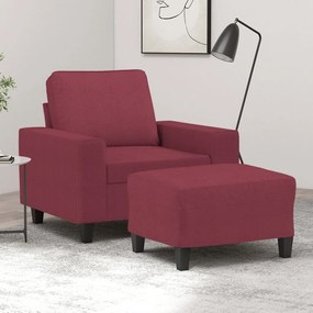 vidaXL Fotoliu canapea cu taburet, roșu vin, 60 cm, material textil
