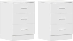 vidaXL Noptiere, 2 buc., alb, 38x35x56 cm, lemn prelucrat