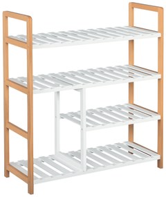 HOMCOM Etagère à Chaussures - etajeră de depozitare - Mobilier Pantofi 4 Nivele Lemn de pin rafturi cu lamele MDF Alb | Aosom Romania