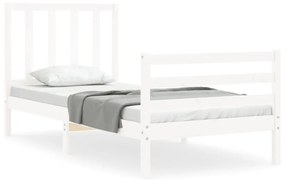 3193847 vidaXL Cadru de pat cu tăblie, alb, 100x200 cm, lemn masiv