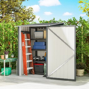 Outsunny Căsuță de Grădină 0.92m² din Oțel Galvanizat, Capann pentru Unelte cu Ușă Blocabilă, Acoperiș Înclinat, 100x104x160 cm, Gri | Aosom Romania
