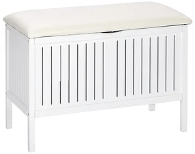 Cos rufe/scaun, Wenko Oslo, 2 in 1, 17 L, Lemn, Alb