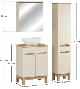 Set mobilier baie Bora Cashmere 60 cm cu blat