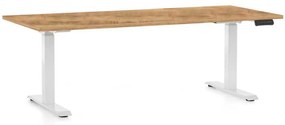 Masă înălțime reglabilă OfficeTech C, 180 x 80 cm, picioare albe, stejar auriu