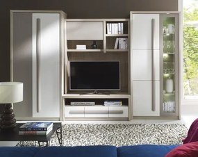 Biblioteca living Roma, culoare Stejar Ferrara / Alb, 300 x 194 x 53 cm