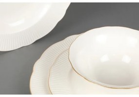 Set de veselă din porțelan, 24 piese, alb/auriu