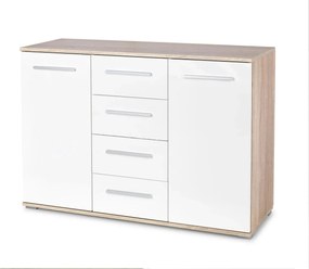 Comoda LIMA KM4, alb/stejar sonoma, PAL, 116x40x82 cm