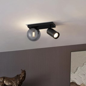 Plafonieră modernă neagră cu 2 lumini, înclinabilă - Lesly