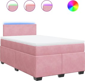 vidaXL Pat box spring cu saltea, negru, 120x190 cm, catifea