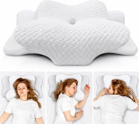 Perna cervicala ortopedica CERVI-SAN Confort memory foam fermitate moale, Alb