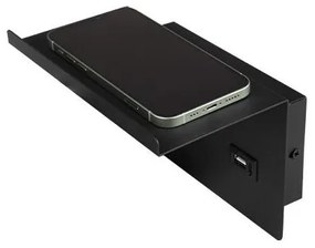 Spot de perete cu raft și încărcător USB 1xG9/35W/230V negru/auriu